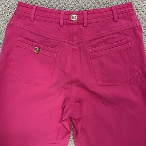 VINTAGE 2005 St John Sport by Marie Gray Hot Pink Twill Pants Gold Accents 6